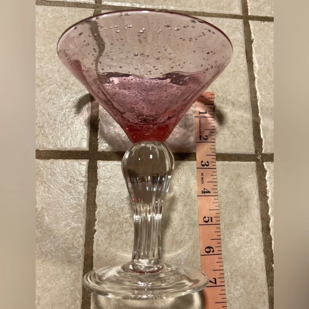 Martini Pink & Clear Heavy Cup!! 7”Aprox
